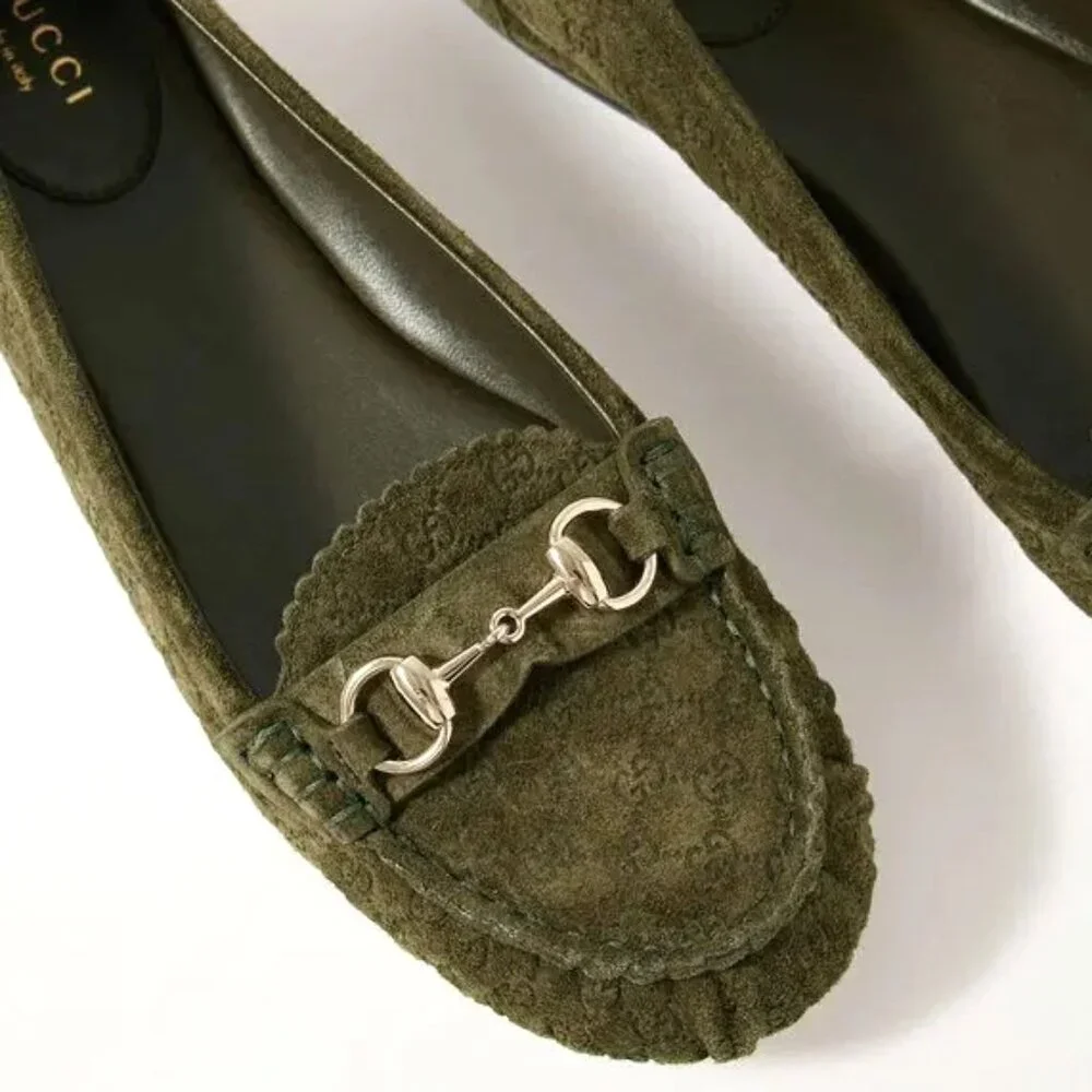 NEW GUCCI Women's GG Suede Kensington Horsebit Loafers EU 39 / US 9 Ballet Flats